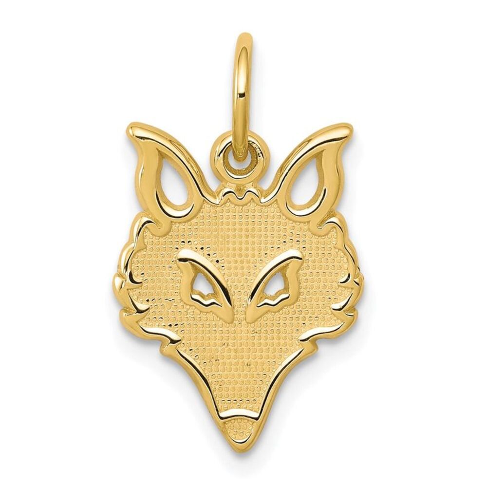 10k Yellow Gold Solid Flat Back Small Fox Head Ch… - image 1